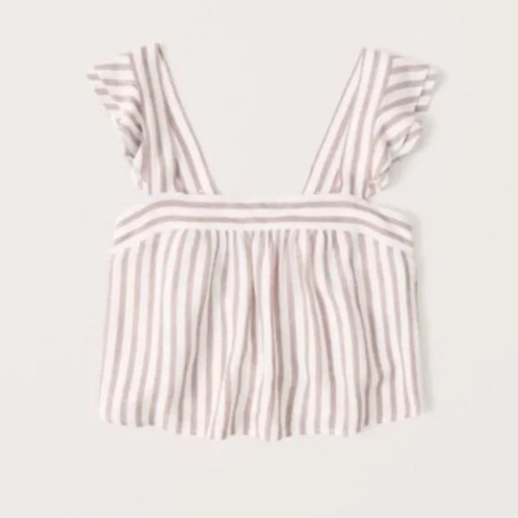 Abercrombie & Fitch Striped White and Brown Top - Picture 1 of 6